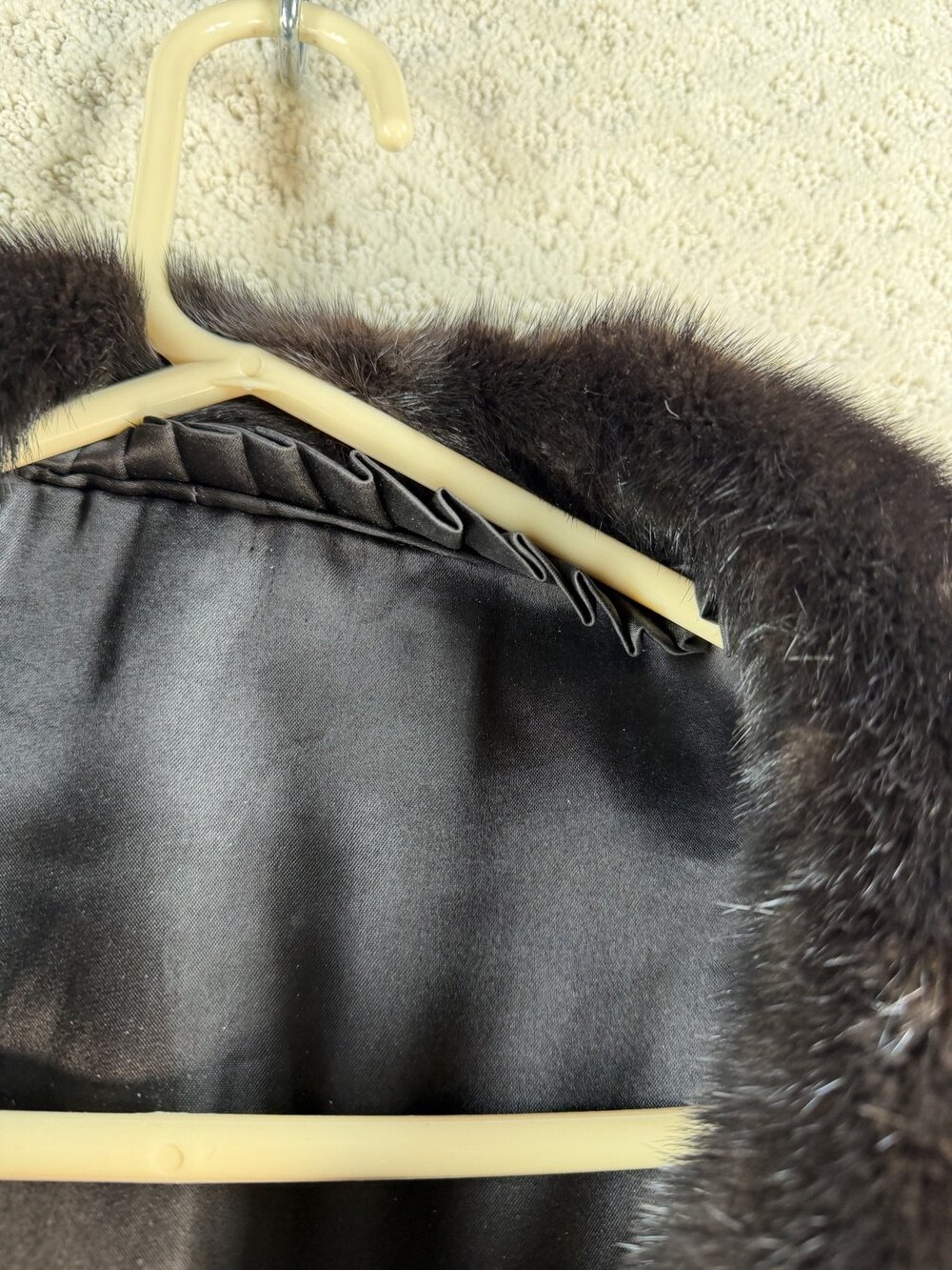 Real Mink Belted Jacket Coat Womens Dark Brown Black 28 Striped Size L - Picture 4 of 12